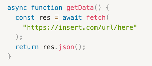 getData Function Code Block