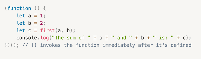 Code block of immediately invoked function expression
