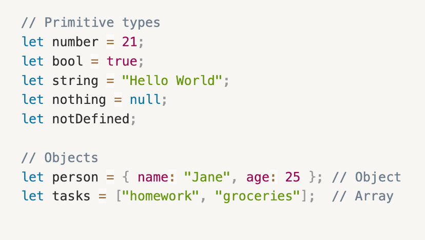 Variable Types in JavaSctipt