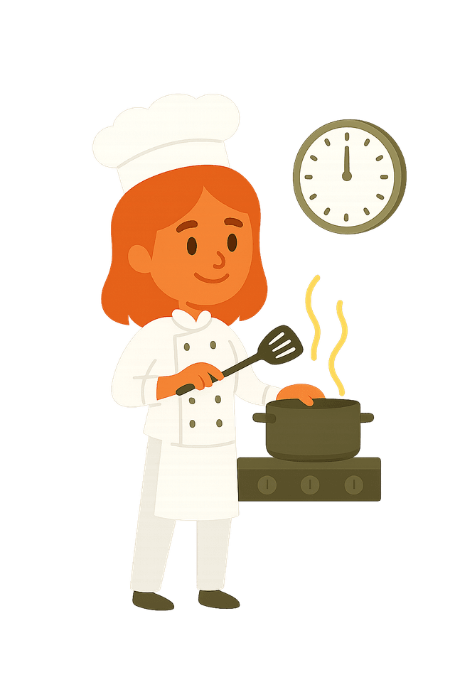 Restaurant Chef with Timer in Background