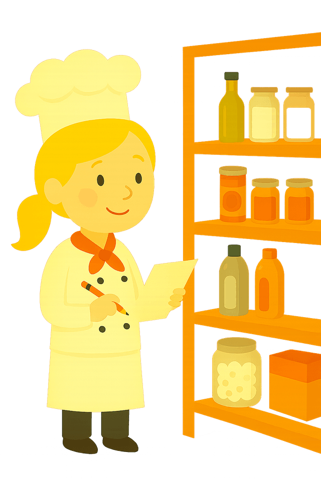 Restaurant worker taking inventory